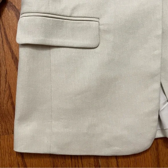 NWT LOFT neutral cotton linen blend single button blazer size 00 P petite - Picture 4 of 13